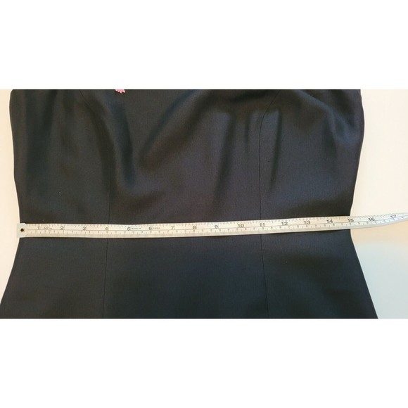 Ann Taylor Black Silk Sheath Dress Pink Floral Embroidery Sz 4 EUC Work Luncheon - Picture 12 of 12